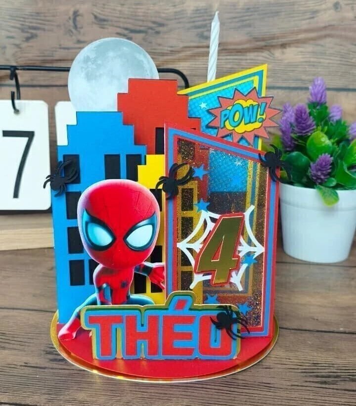 TOPO DE BOLO 3D VELA HOMEM ARANHA CUTE - Topos de bolo