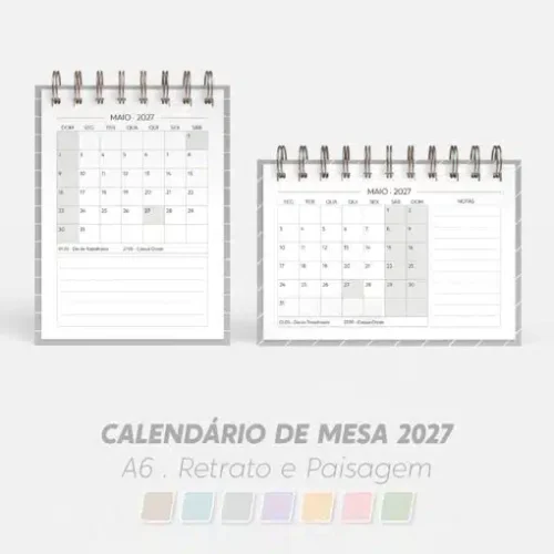 Calendário de mesa 2027 | A6 Retrato + Paisagem