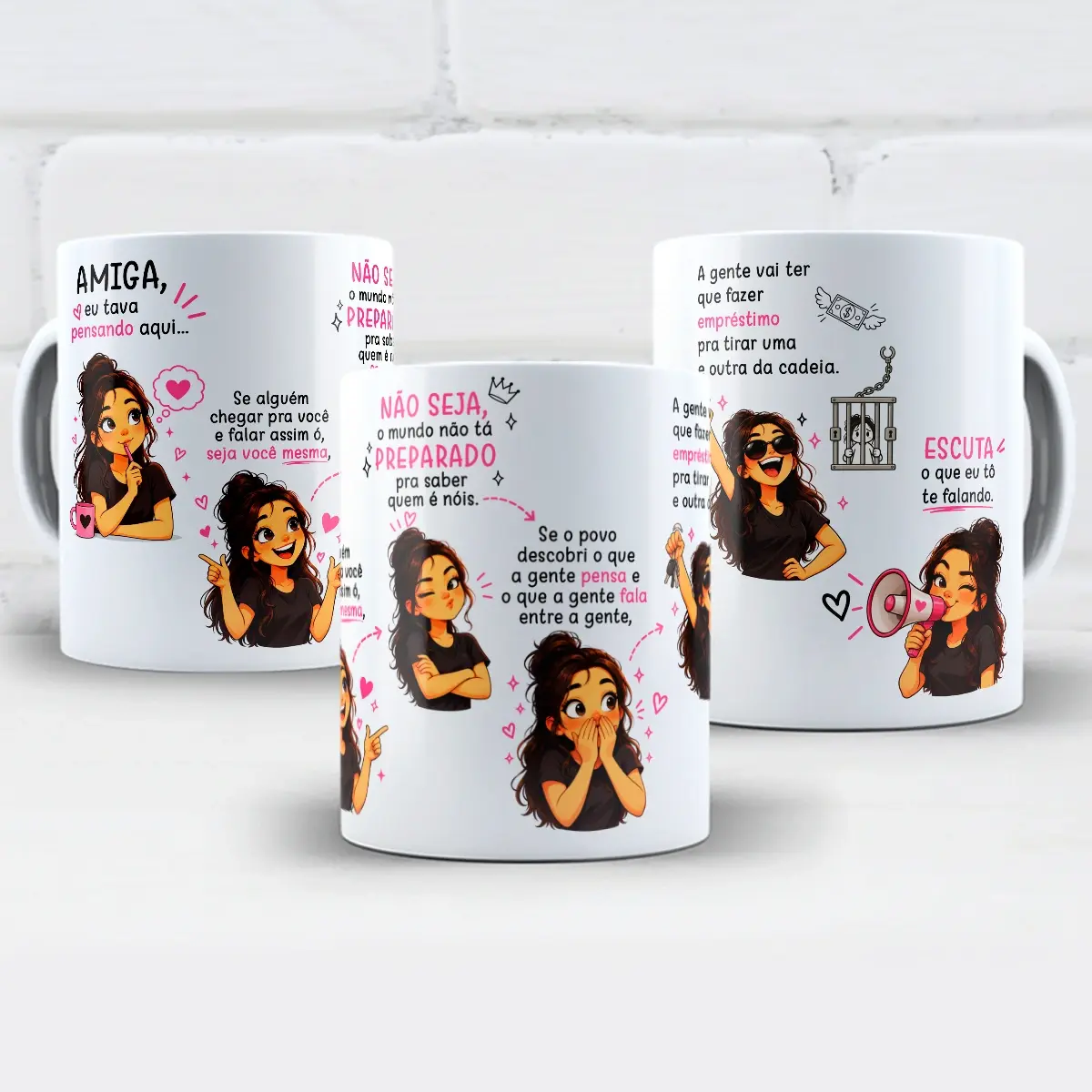 Arte Para Caneca Amiga Eu Tava Pensando Aqui Menina