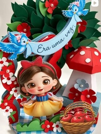 Arquivo Vela Cenário/ topo de bolo Branca de Neve