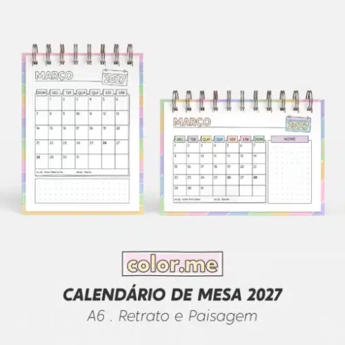 Calendário de Mesa 2027 | Color.me – A6 Retrato e Paisagem